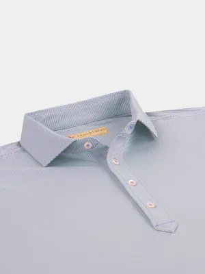 Donald Ross Mens Classic Fit Pin Stripe Polo -  LILAC CUCUMBER