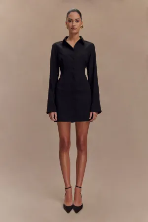 Dorian Fitted Shirt Mini Dress - Black