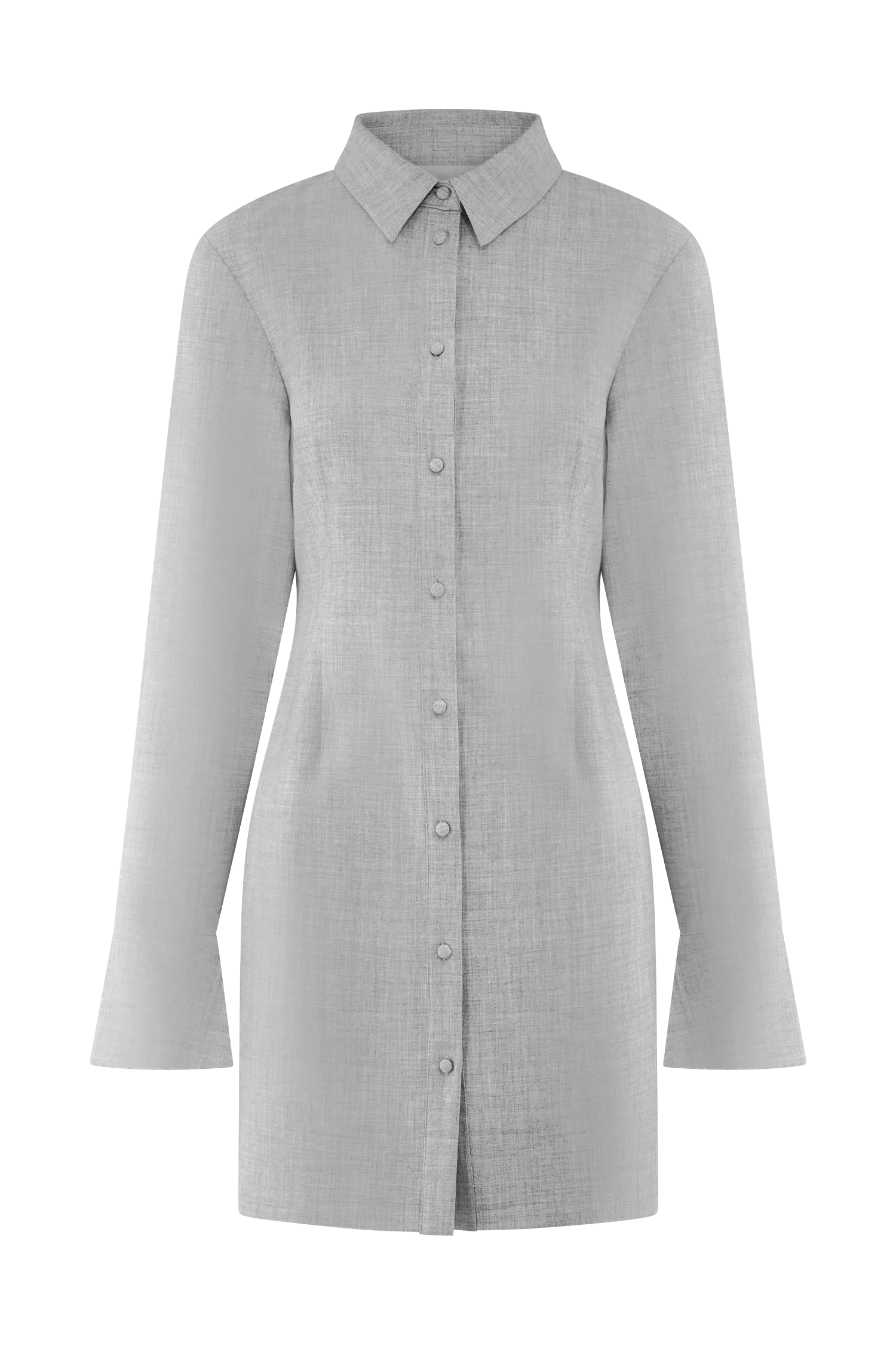 Dorian Fitted Shirt Mini Dress - Charcoal Marle