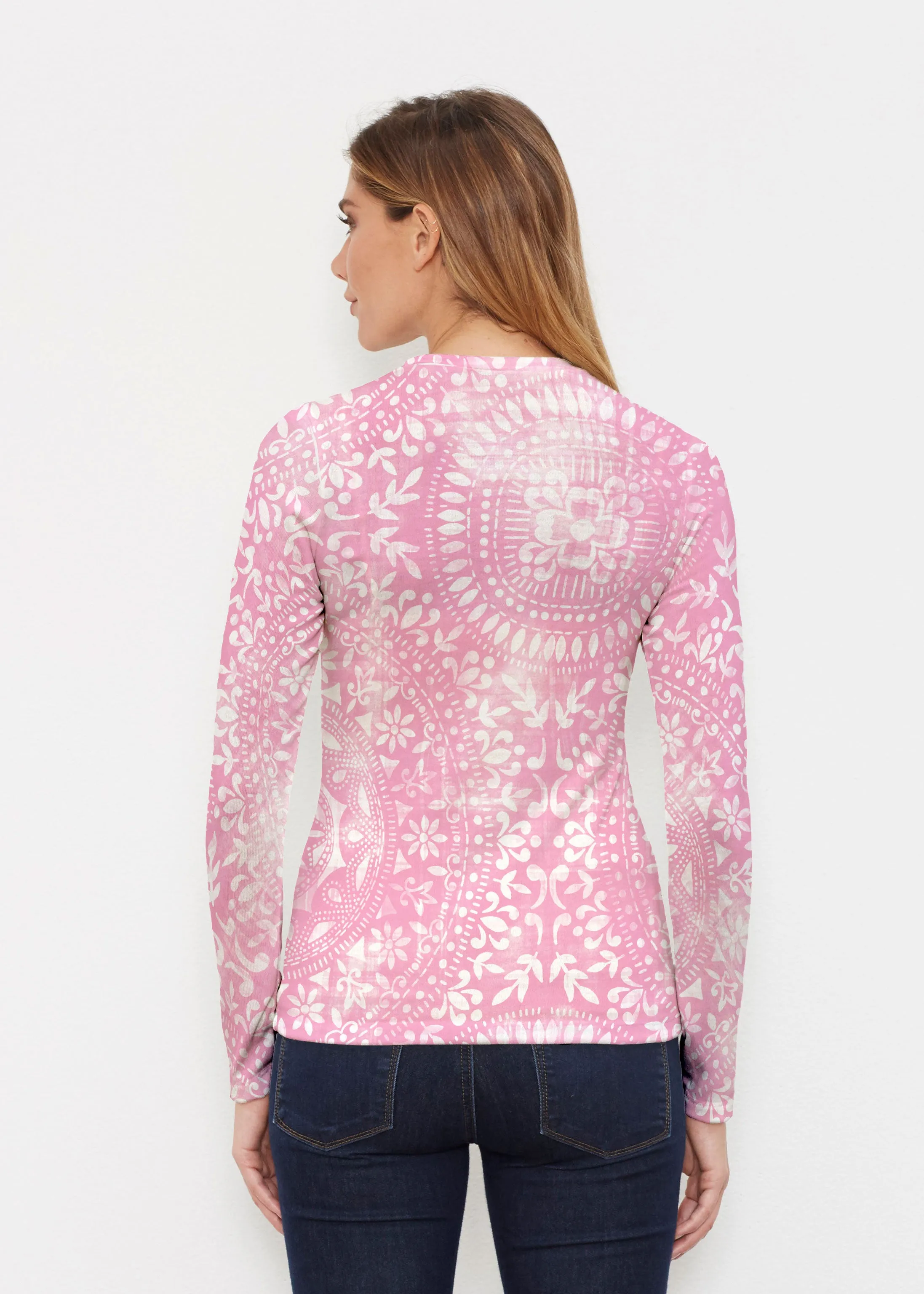Dual Medallion Pink (13461) ~ Butterknit Long Sleeve Crew Top