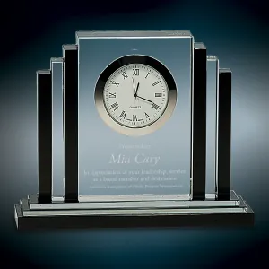 Elegant Crystal Clock with Black Accents