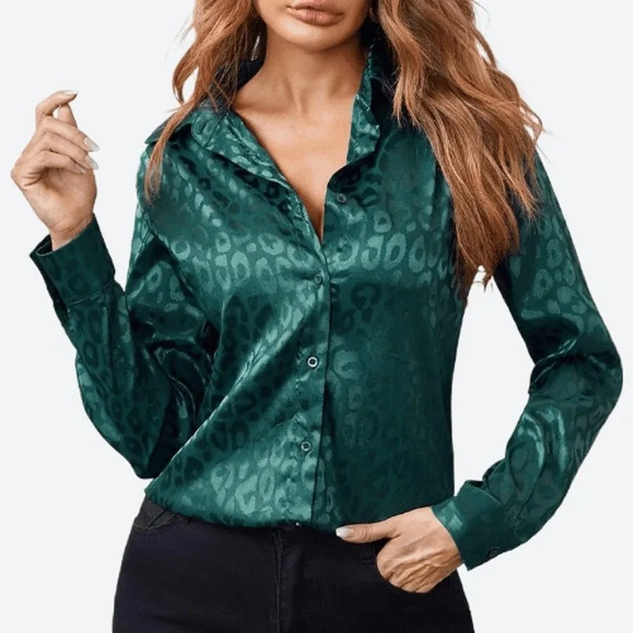Elegant Long-Sleeve Satin Button Shirts
