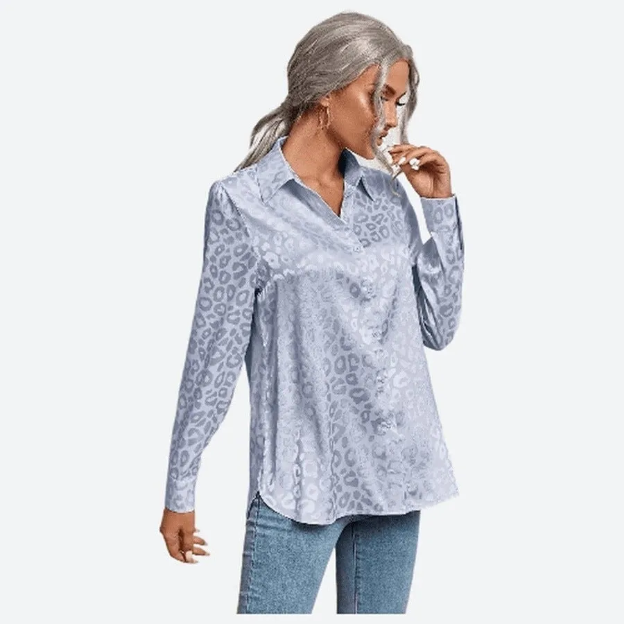 Elegant Long-Sleeve Satin Button Shirts