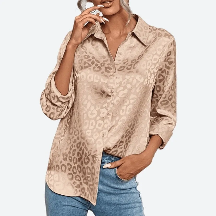 Elegant Long-Sleeve Satin Button Shirts