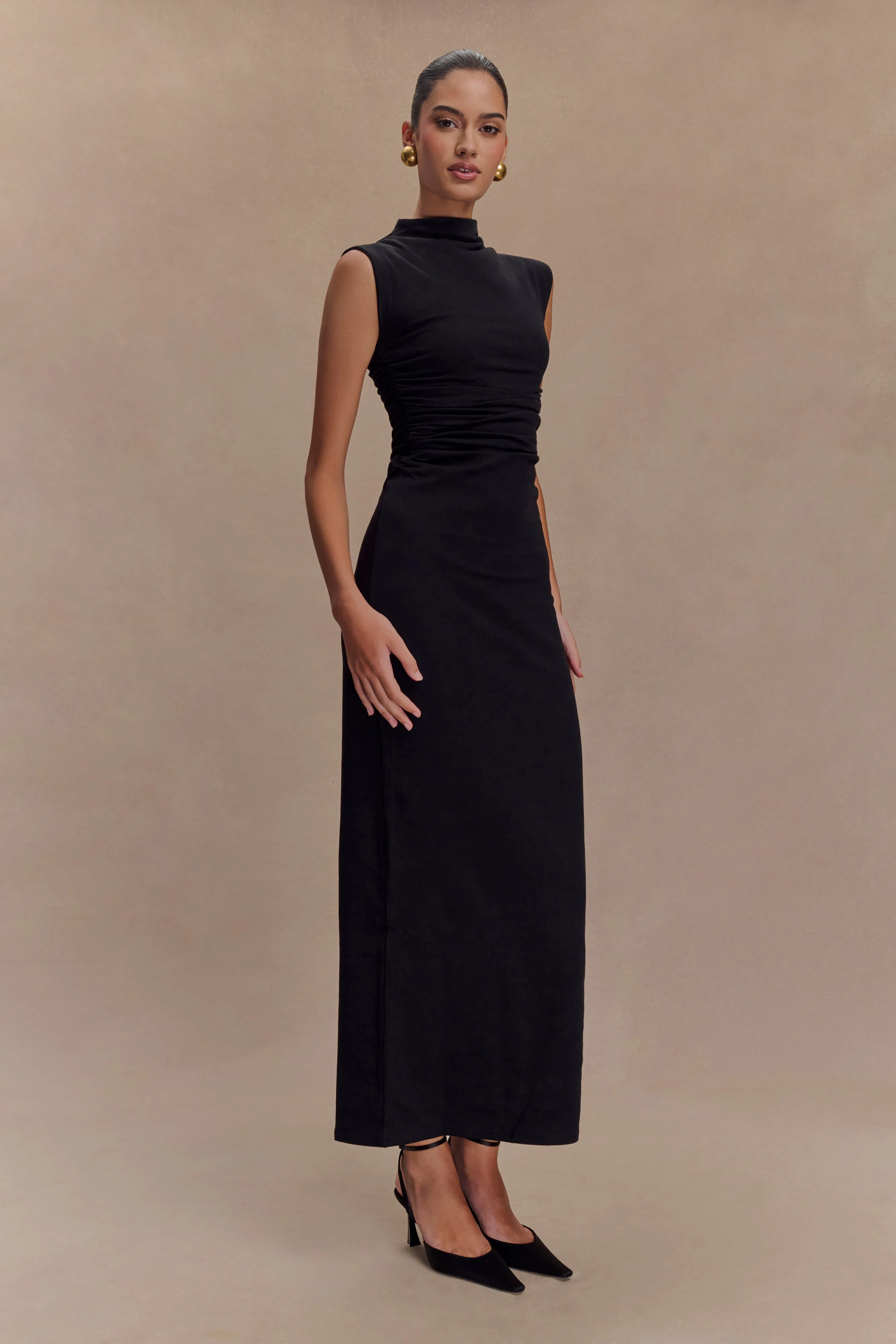 Elliot High Neck Sleeveless Maxi Dress - Black