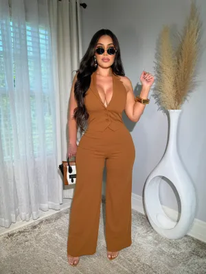 Executive Caramel Jumpsuit