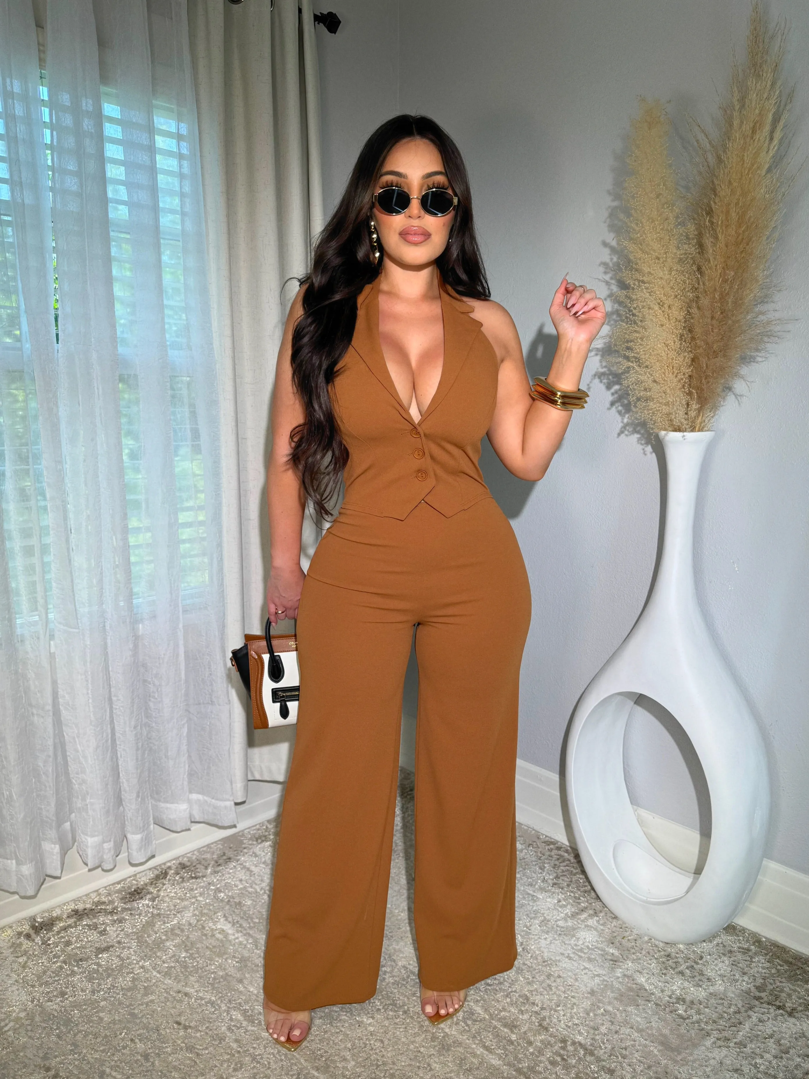 Executive Caramel Jumpsuit