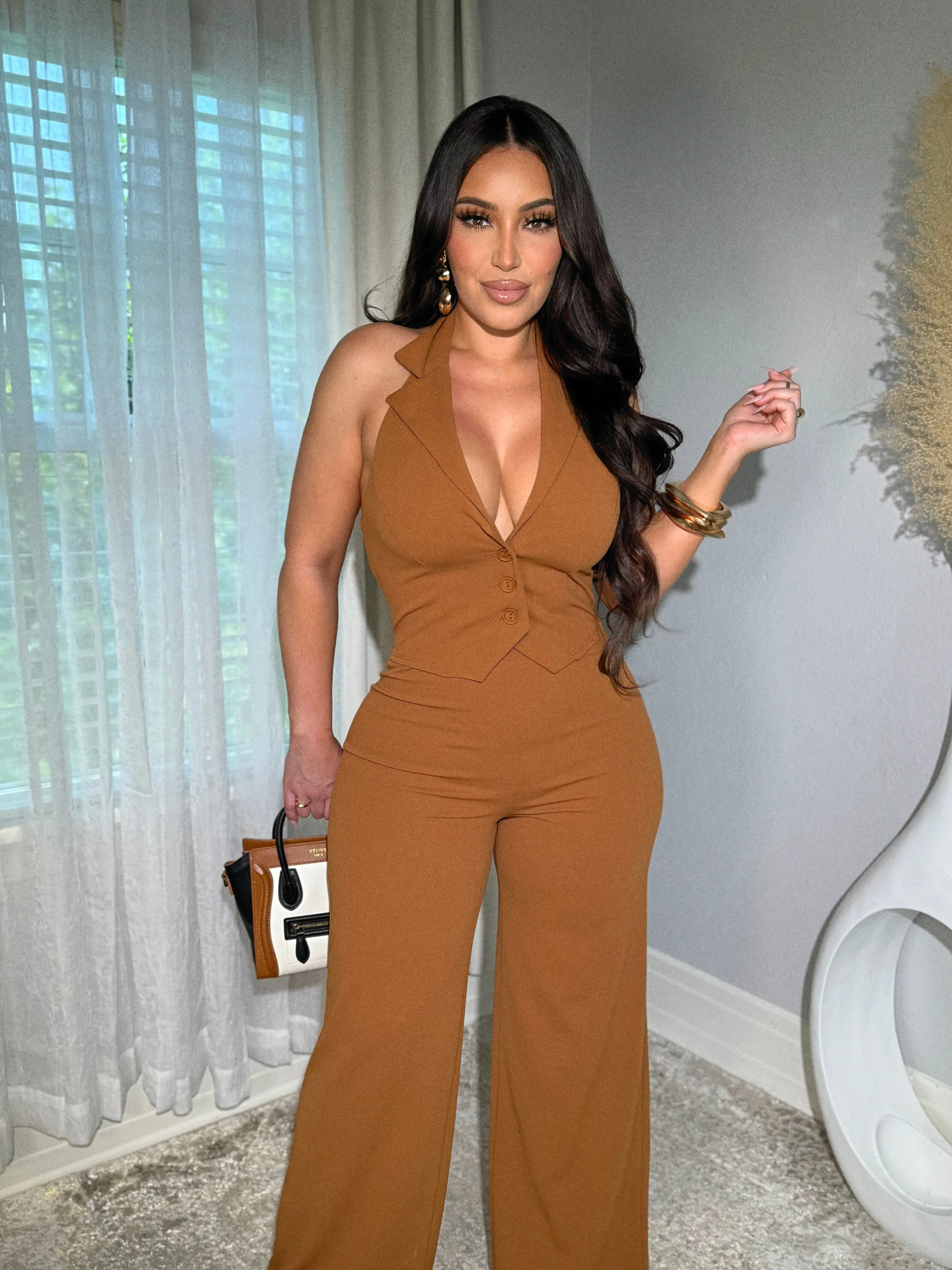 Executive Caramel Jumpsuit