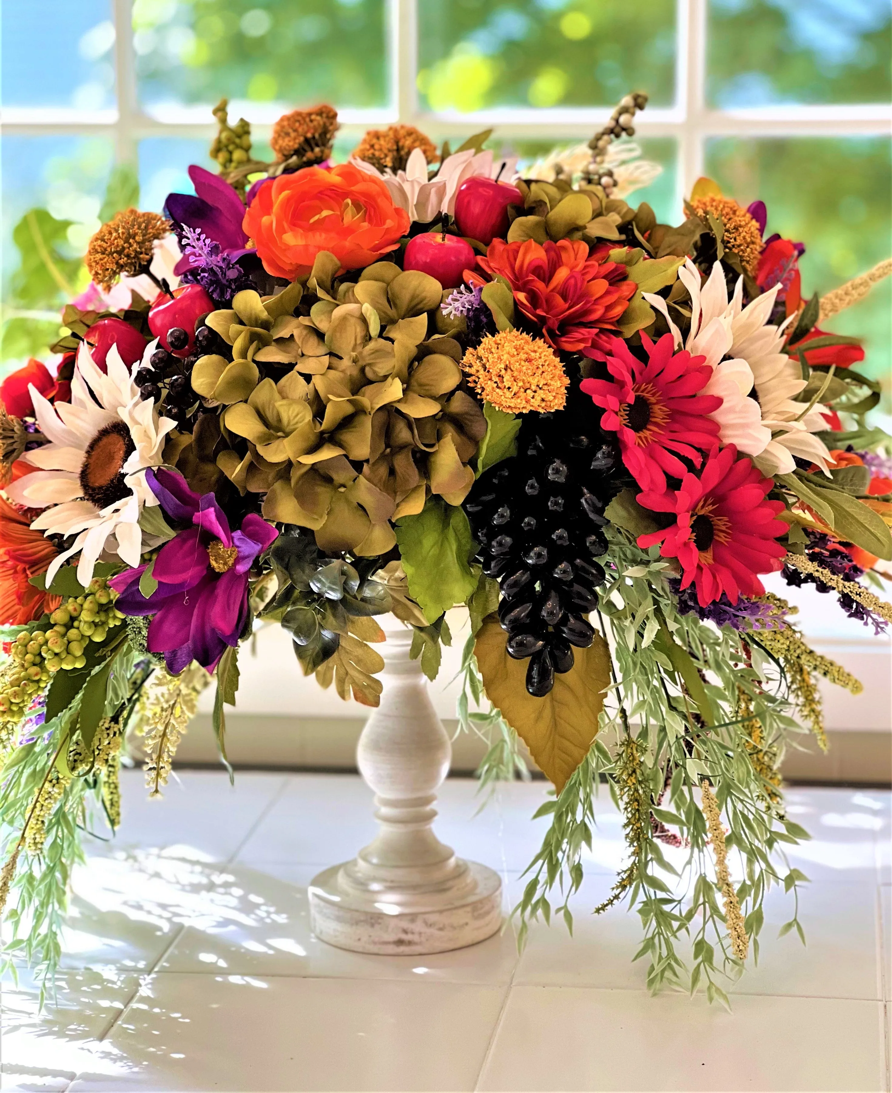 Fall-Elegant Faux Fall Floral Arrangement 25" High X 18" Wide X 18" deep