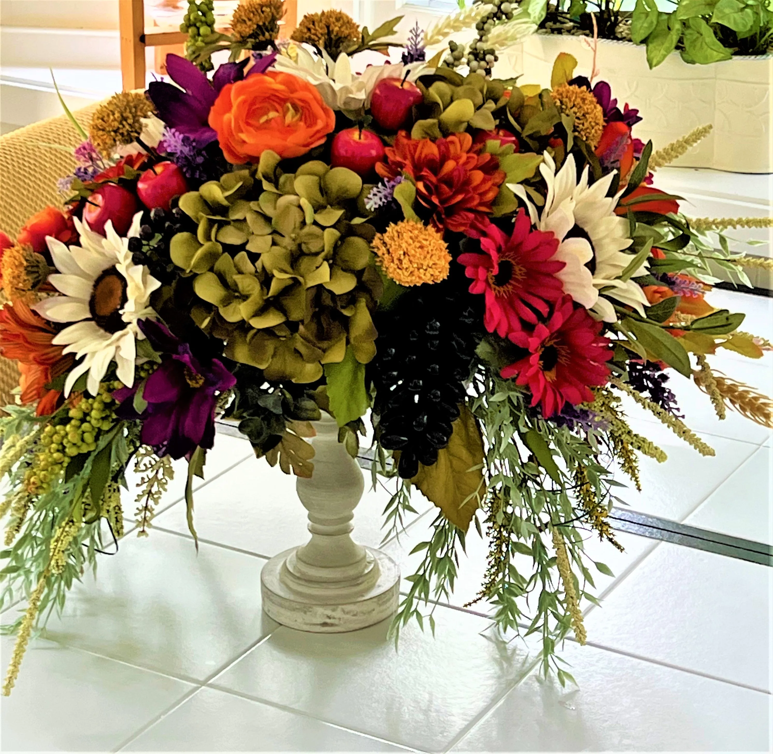 Fall-Elegant Faux Fall Floral Arrangement 25" High X 18" Wide X 18" deep