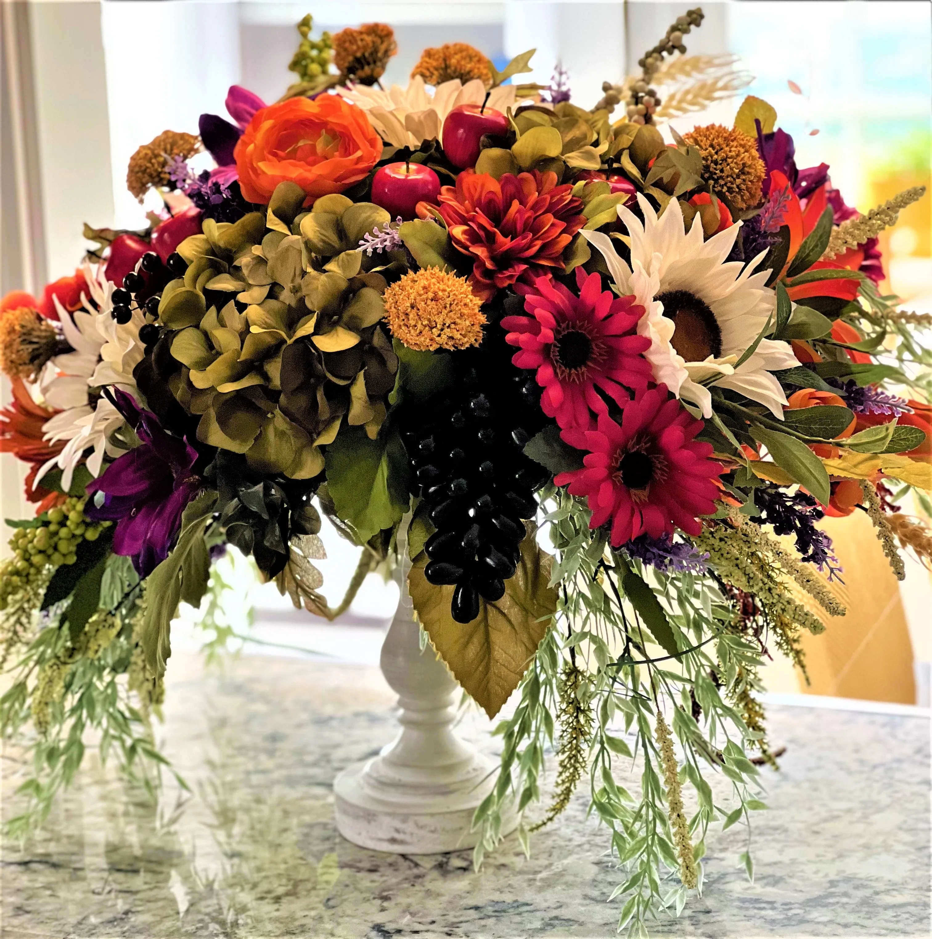 Fall-Elegant Faux Fall Floral Arrangement 25" High X 18" Wide X 18" deep
