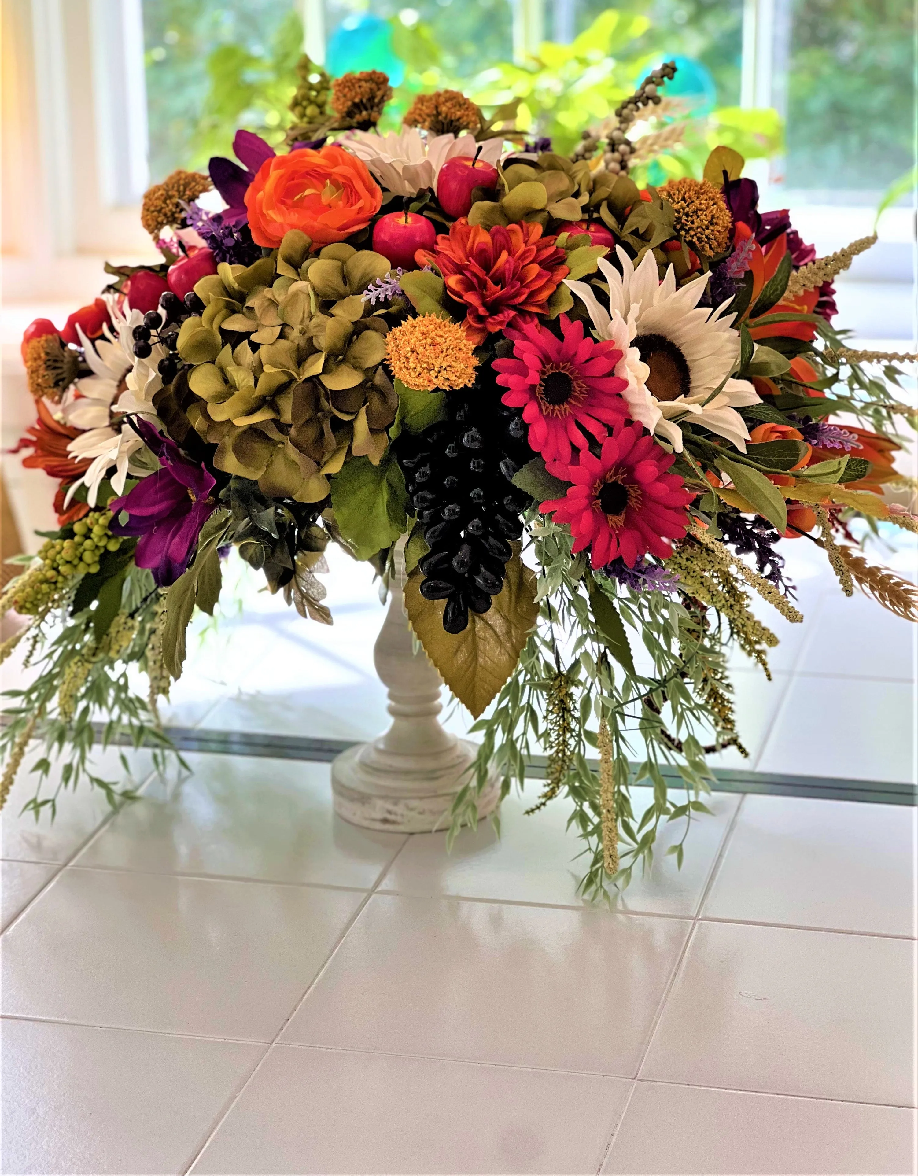 Fall-Elegant Faux Fall Floral Arrangement 25" High X 18" Wide X 18" deep
