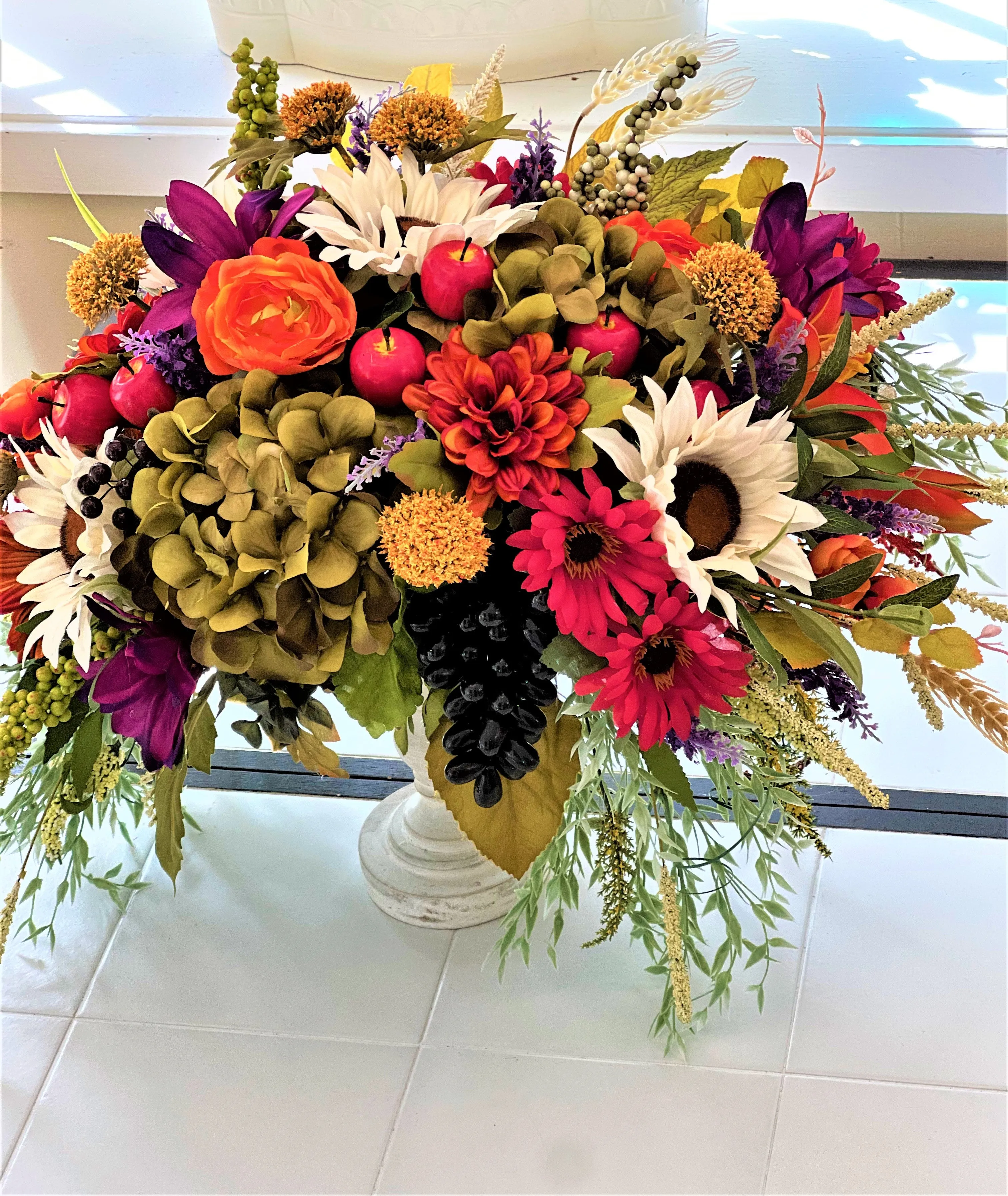 Fall-Elegant Faux Fall Floral Arrangement 25" High X 18" Wide X 18" deep