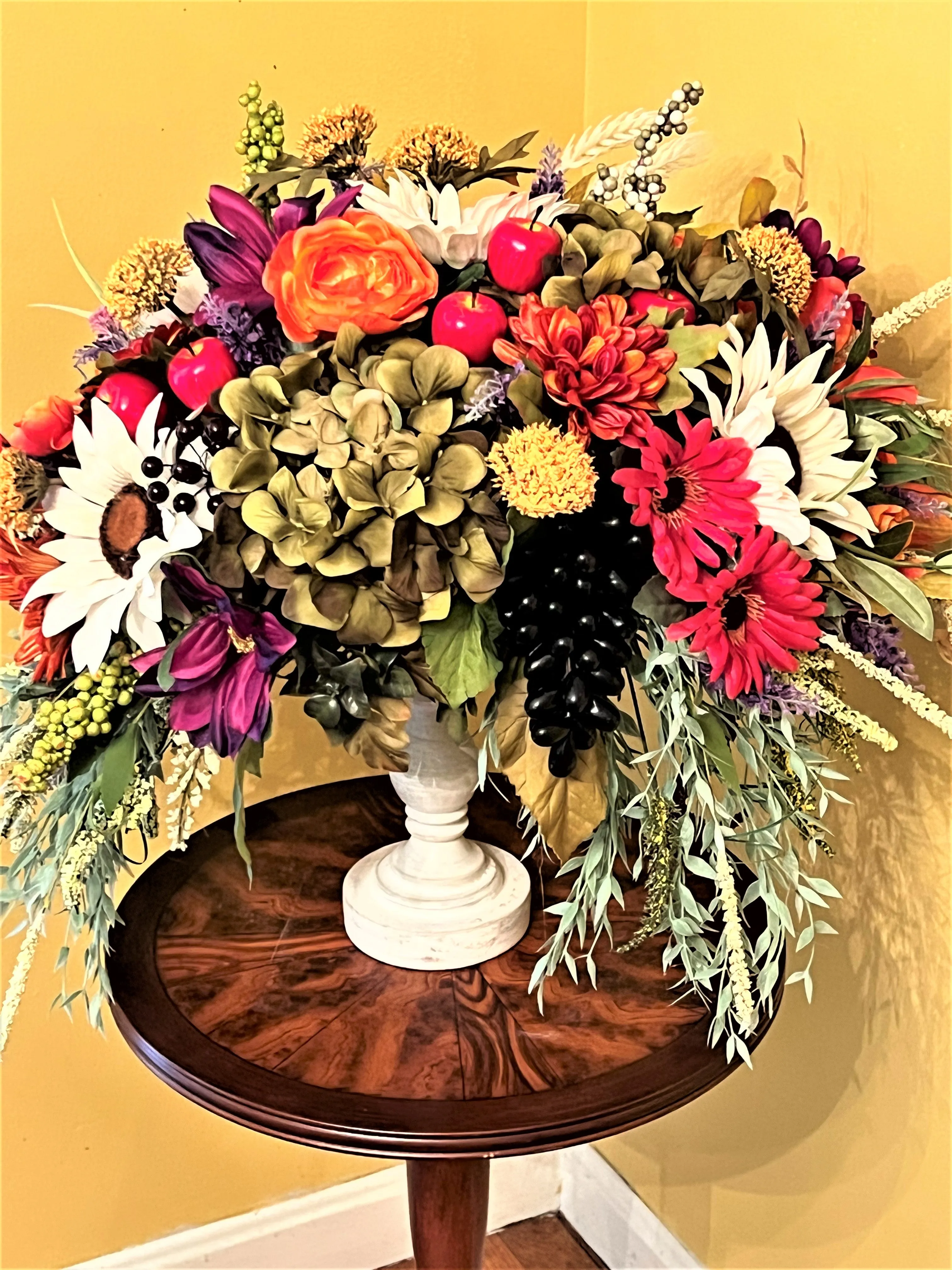 Fall-Elegant Faux Fall Floral Arrangement 25" High X 18" Wide X 18" deep