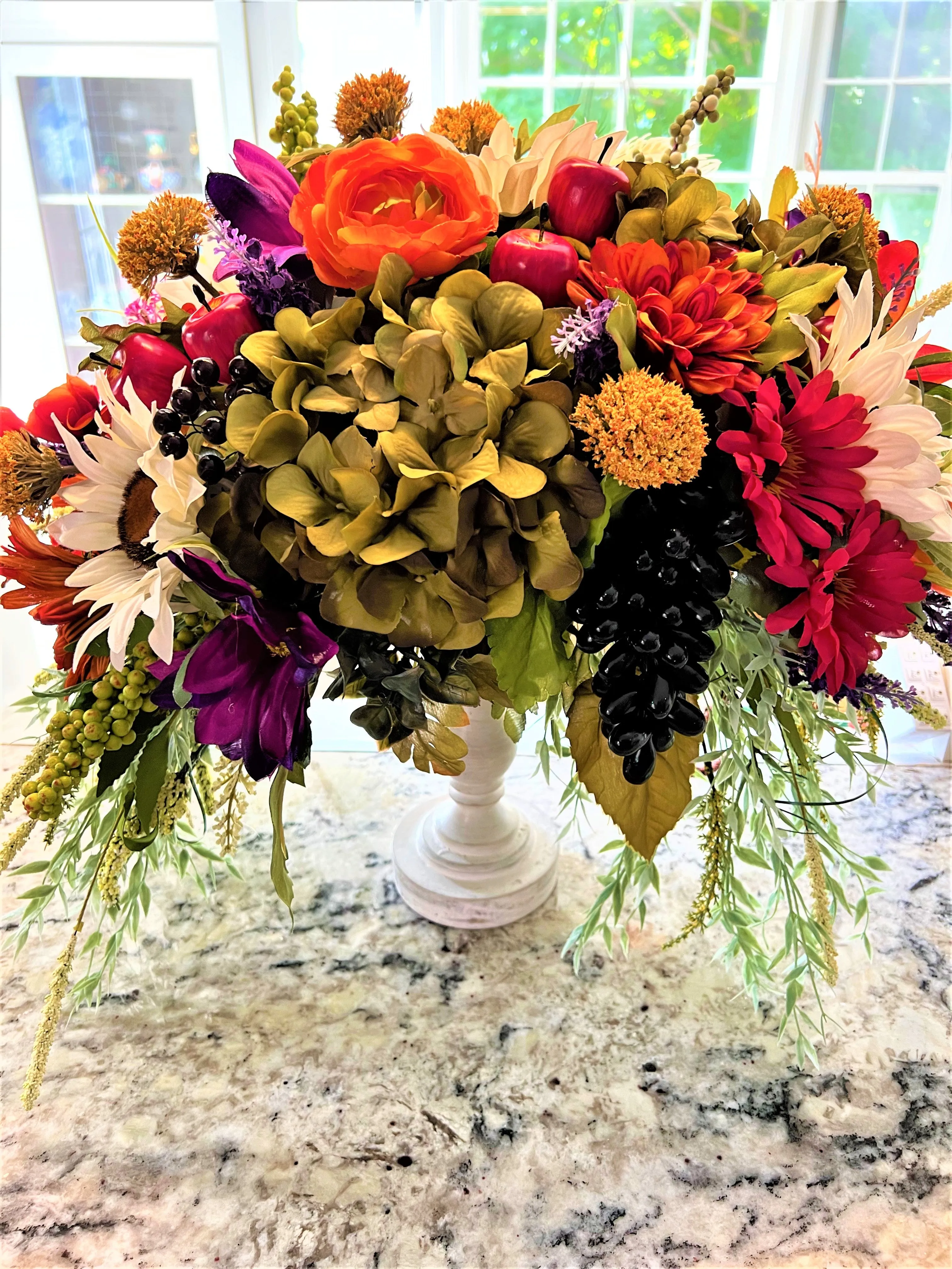 Fall-Elegant Faux Fall Floral Arrangement 25" High X 18" Wide X 18" deep