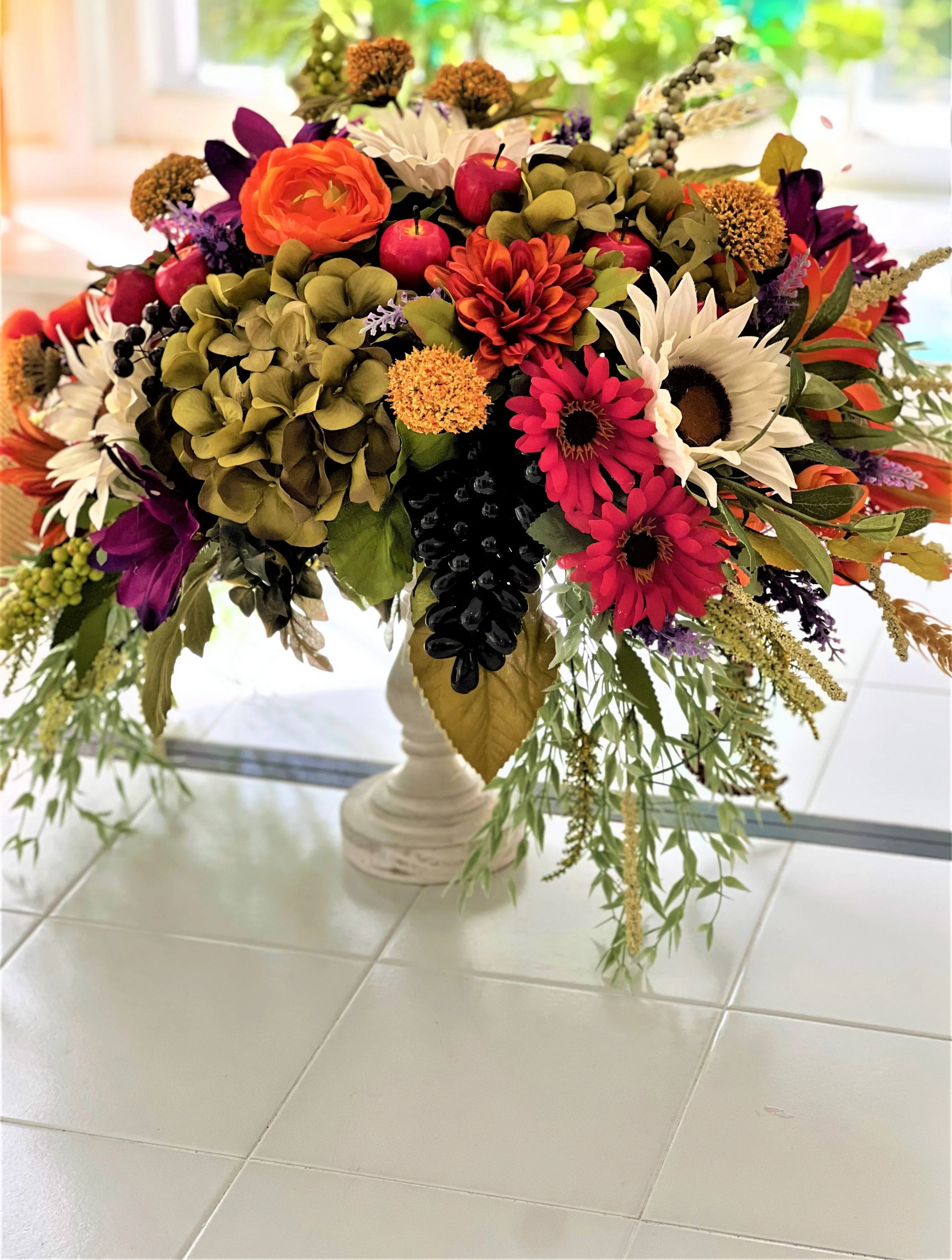 Fall-Elegant Faux Fall Floral Arrangement 25" High X 18" Wide X 18" deep