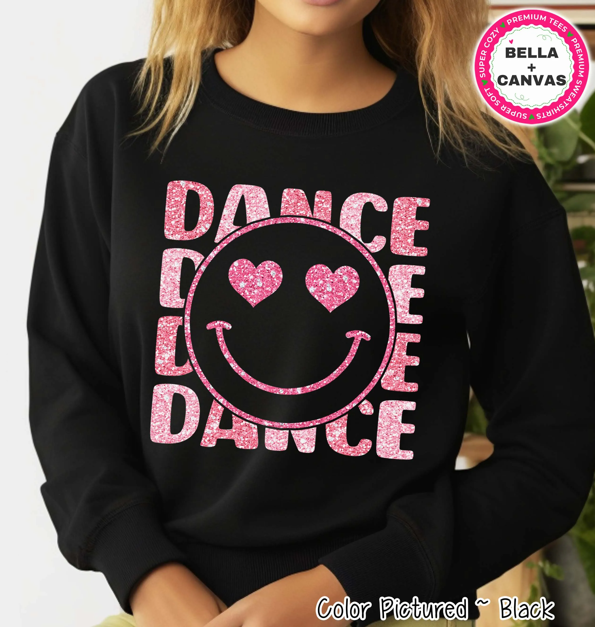 Faux Glitter Dancer Smile Preppy Valentine Tee or Sweatshirt