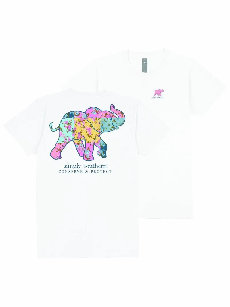 Floral Patchwork Elephant Tracking Tee by Simply Southern