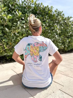 Floral Patchwork Elephant Tracking Tee by Simply Southern