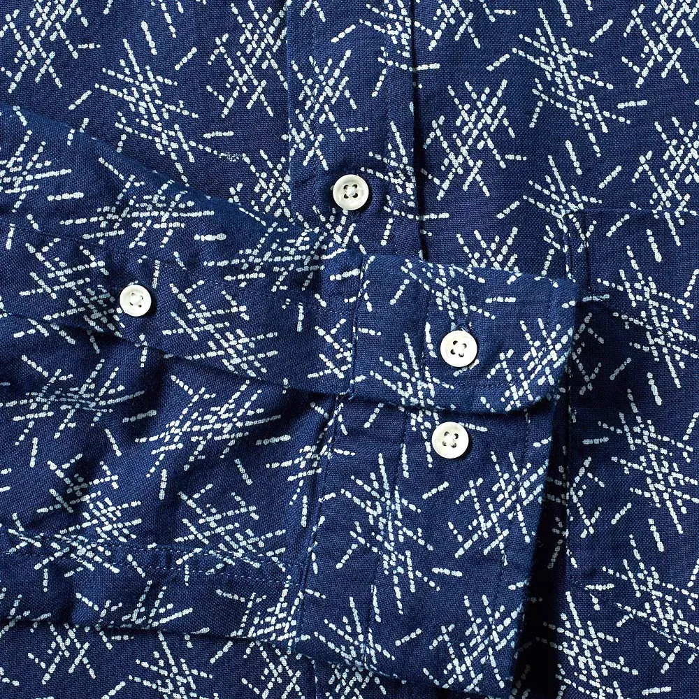 GANT RUGGER Men's Indigo Oxford Mikado Pattern Shirt 348300 Size M $145 NWT