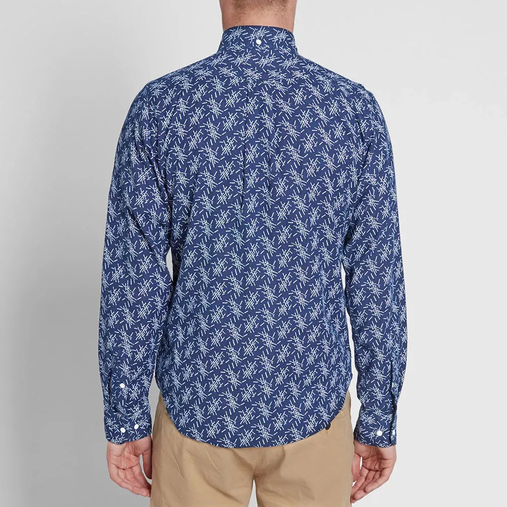 GANT RUGGER Men's Indigo Oxford Mikado Pattern Shirt 348300 Size M $145 NWT