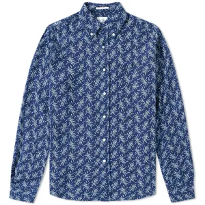 GANT RUGGER Men's Indigo Oxford Mikado Pattern Shirt 348300 Size M $145 NWT