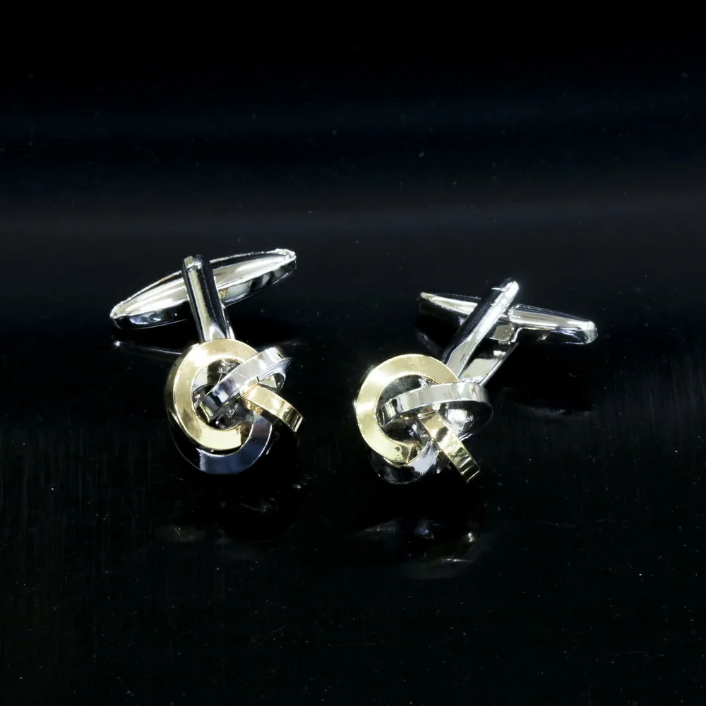 Gold & Black Mens Stainless Steel Knots Cufflinks for Shirt with Box - Hand Crafted Perfect Gift