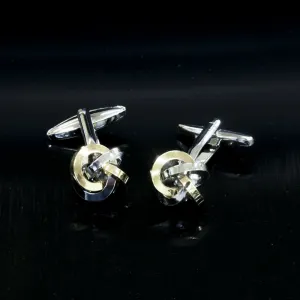 Gold & Black Mens Stainless Steel Knots Cufflinks for Shirt with Box - Hand Crafted Perfect Gift