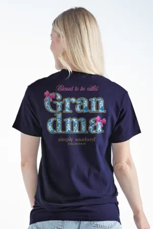 'Grandma' Blue Rose & Bows Short Sleeve Tee by Simply Southern (Ships Early March)