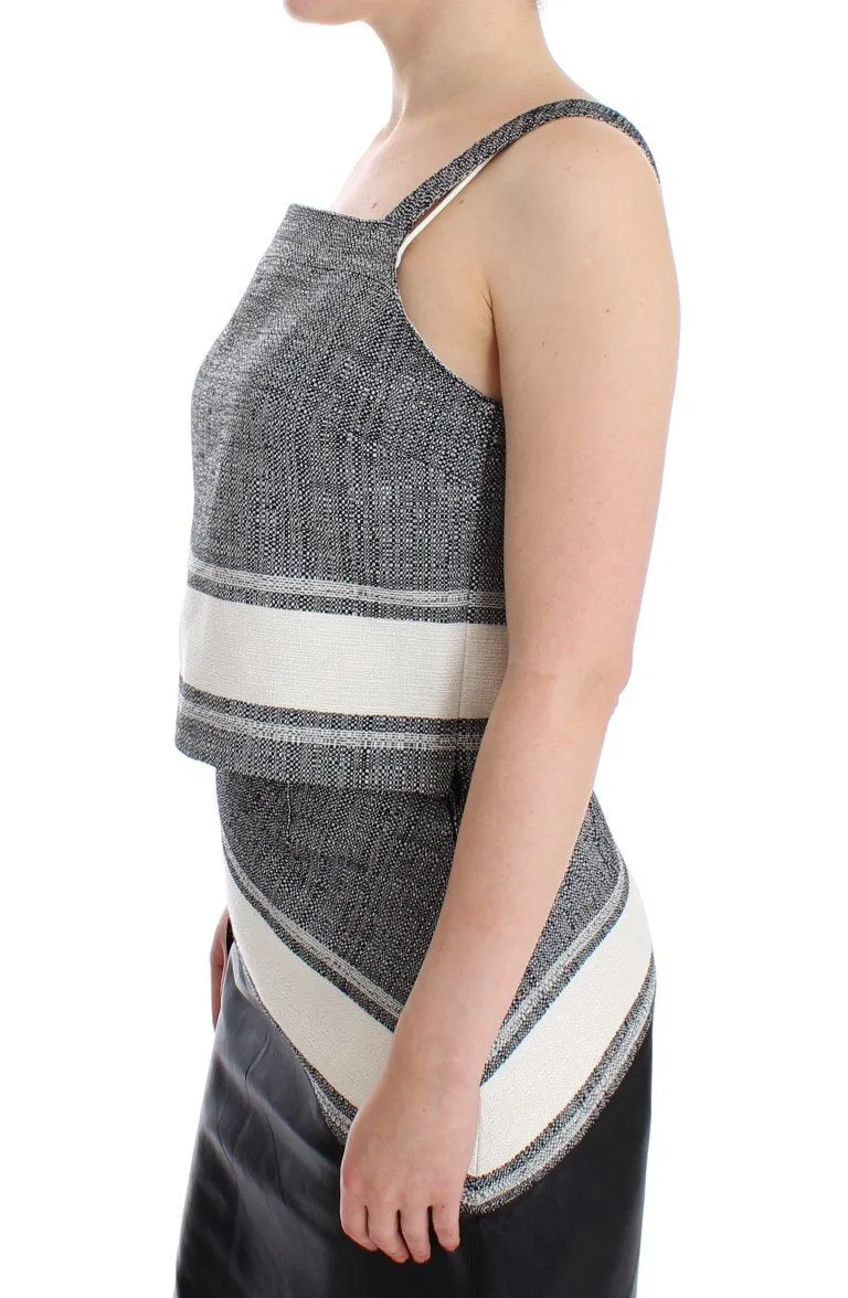 Gray Elegant Cotton Top Blouse