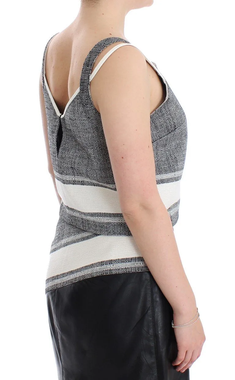 Gray Elegant Cotton Top Blouse