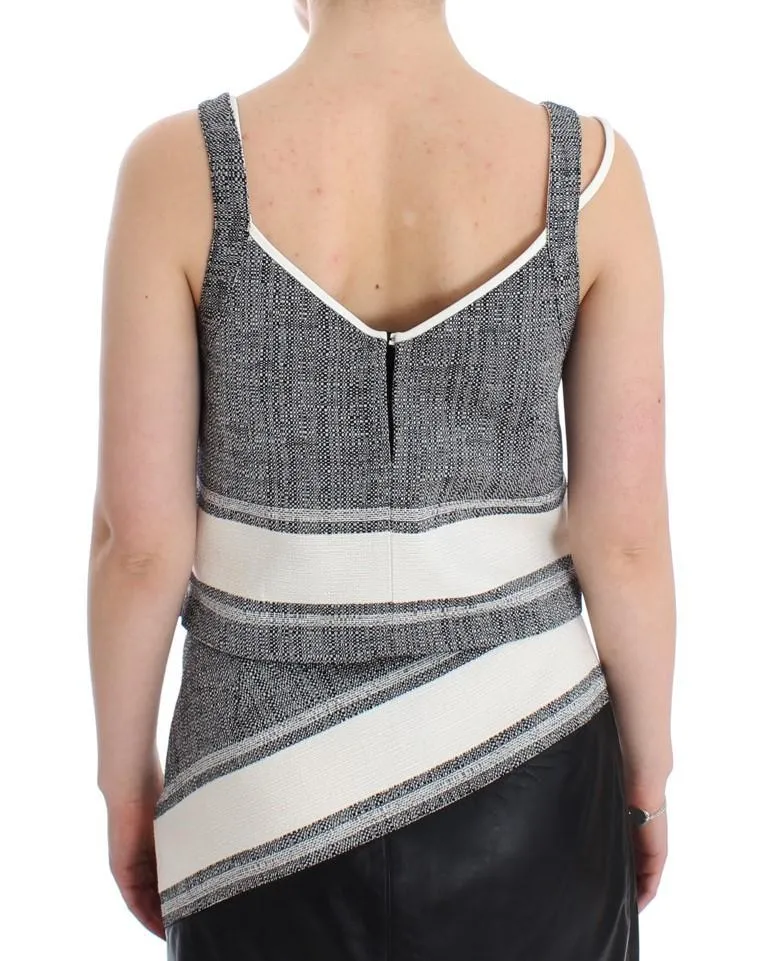 Gray Elegant Cotton Top Blouse