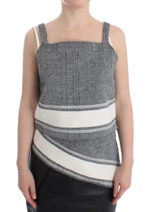 Gray Elegant Cotton Top Blouse
