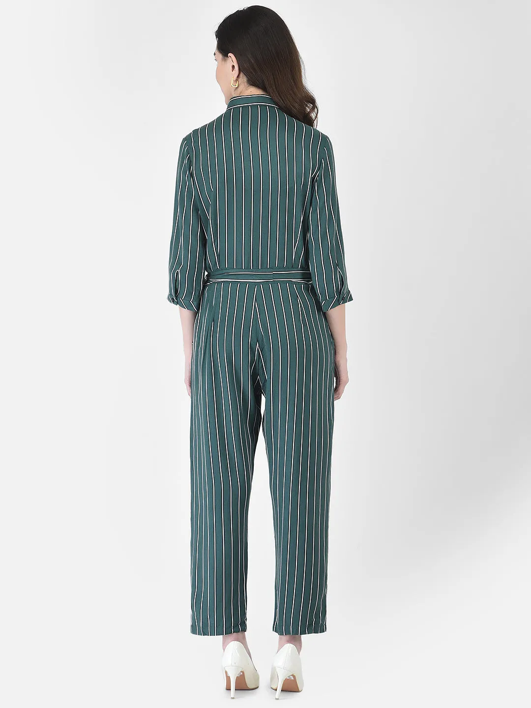 Green Striped Jumpsuit