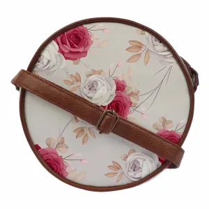 Grey Floral Round Sling Bag