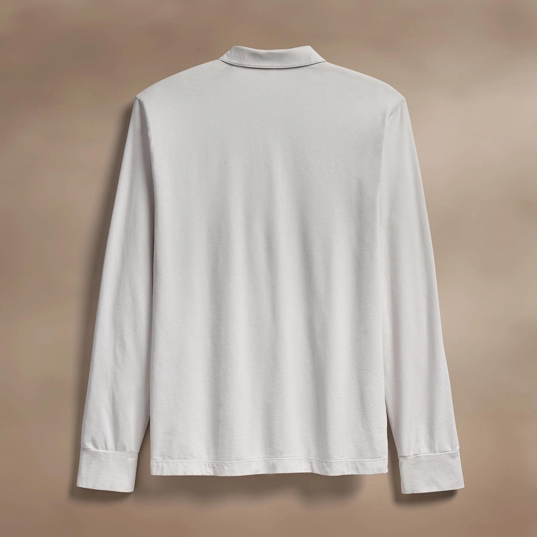 Heavy Luxe Jersey Long Sleeve Polo - Light Mist
