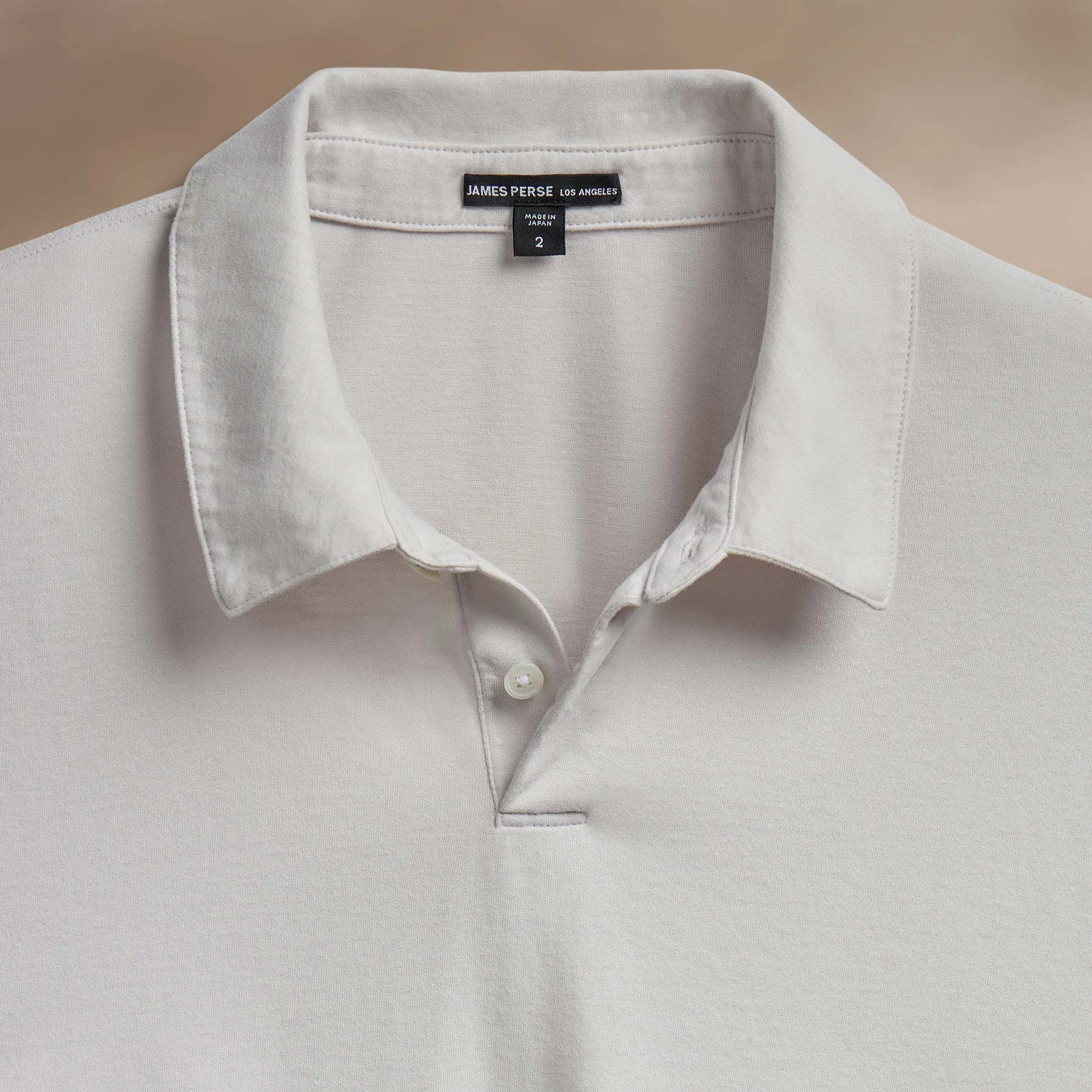 Heavy Luxe Jersey Long Sleeve Polo - Light Mist