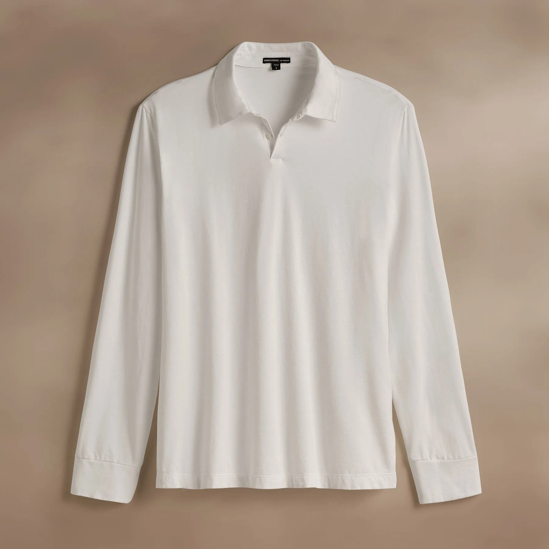 Heavy Luxe Jersey Long Sleeve Polo - White