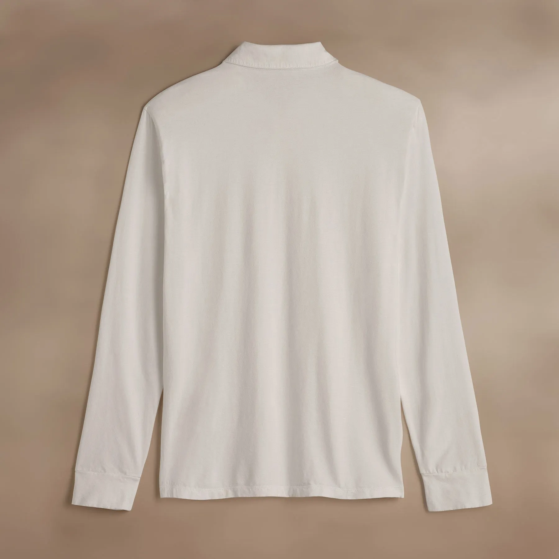 Heavy Luxe Jersey Long Sleeve Polo - White