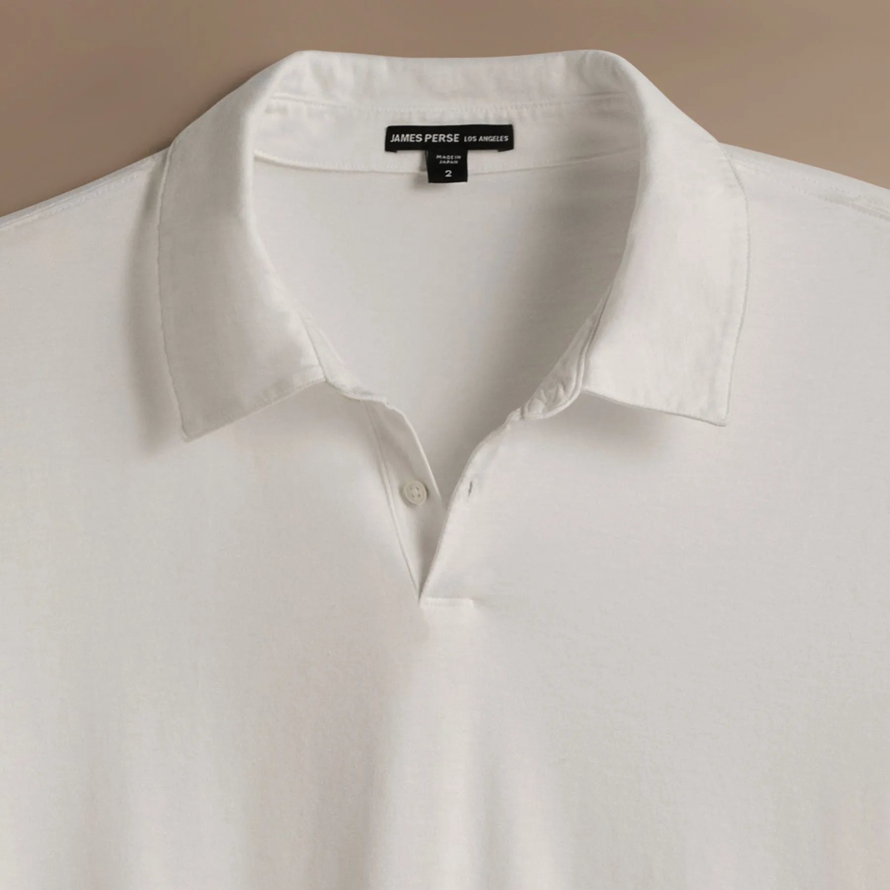 Heavy Luxe Jersey Long Sleeve Polo - White
