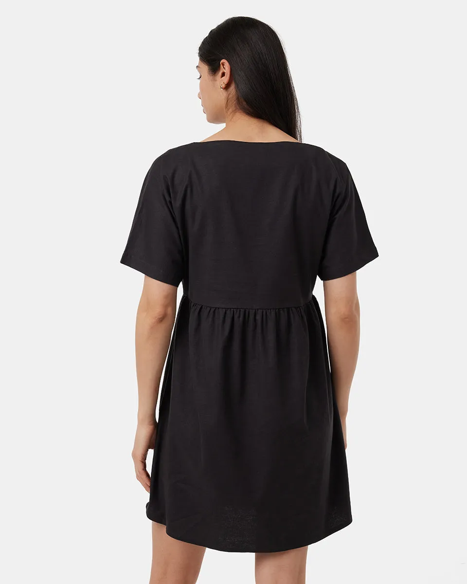 Hemp Button Front Swing Dress