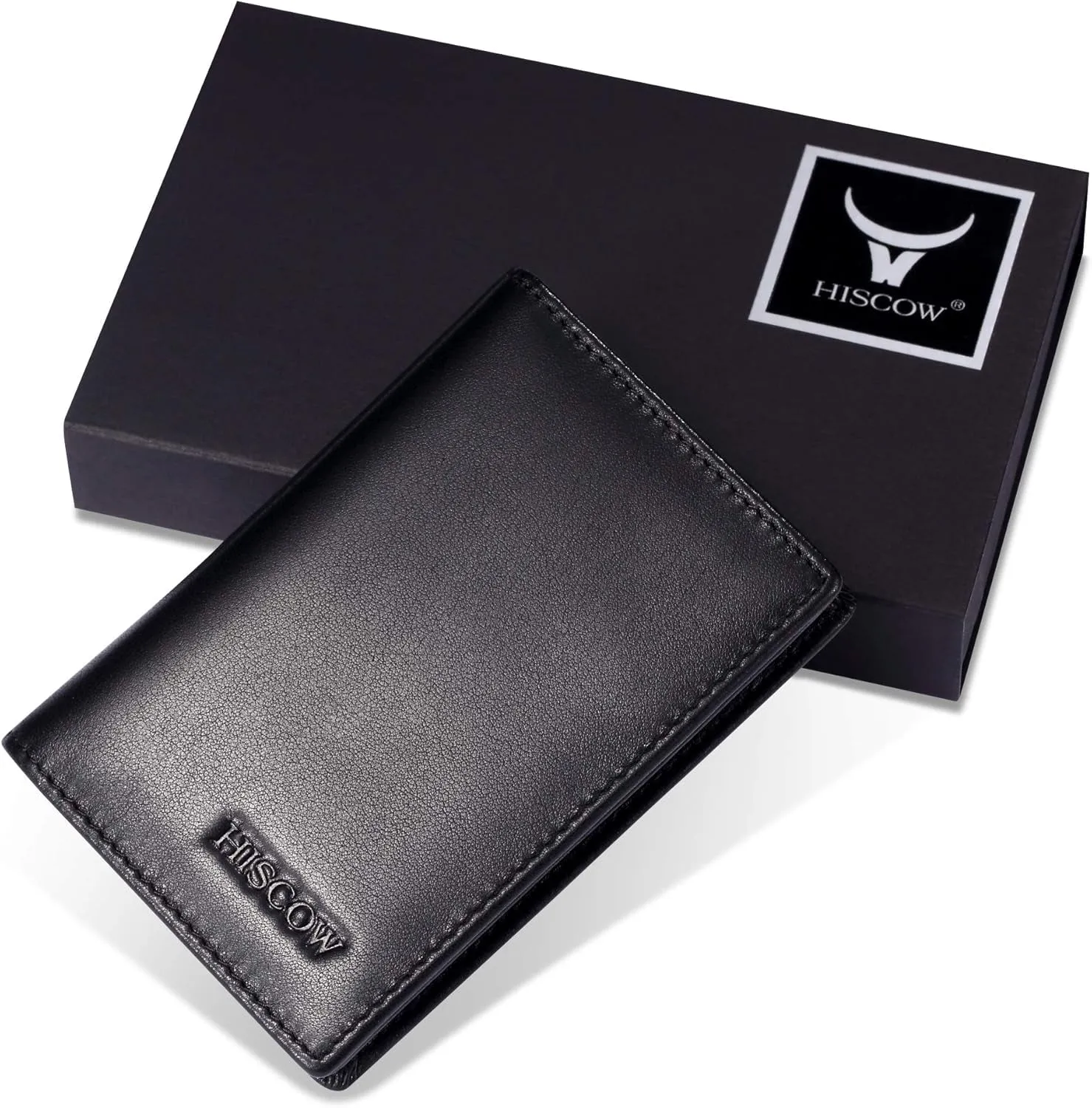 Italian Calfskin Business Card Case Holder with ID window for Men & Women