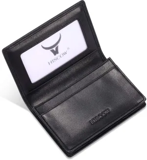 Italian Calfskin Business Card Case Holder with ID window for Men & Women