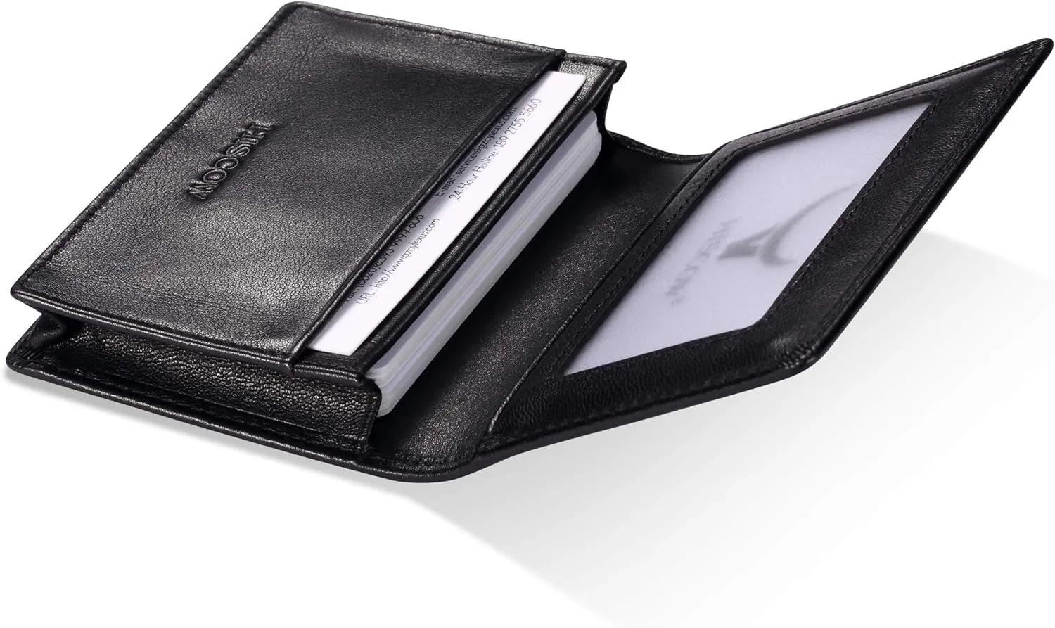Italian Calfskin Business Card Case Holder with ID window for Men & Women