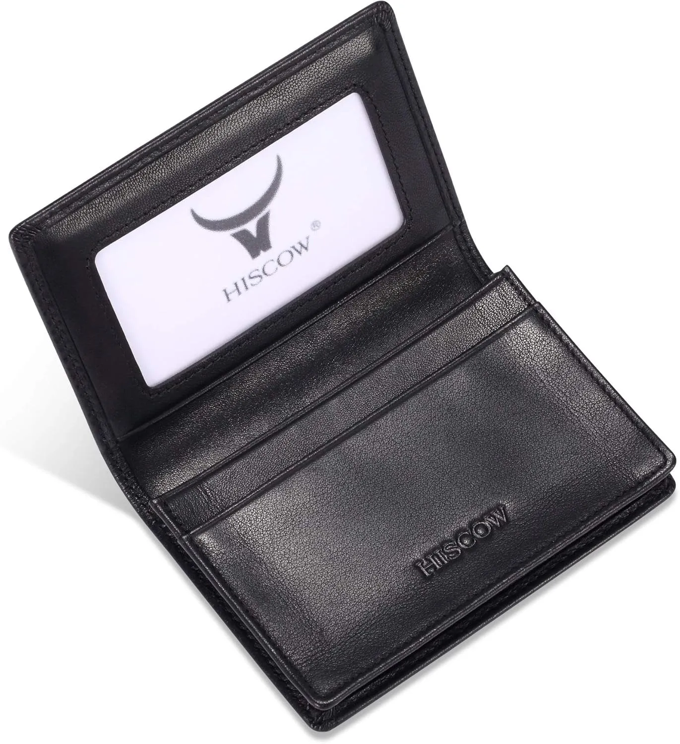 Italian Calfskin Business Card Case Holder with ID window for Men & Women