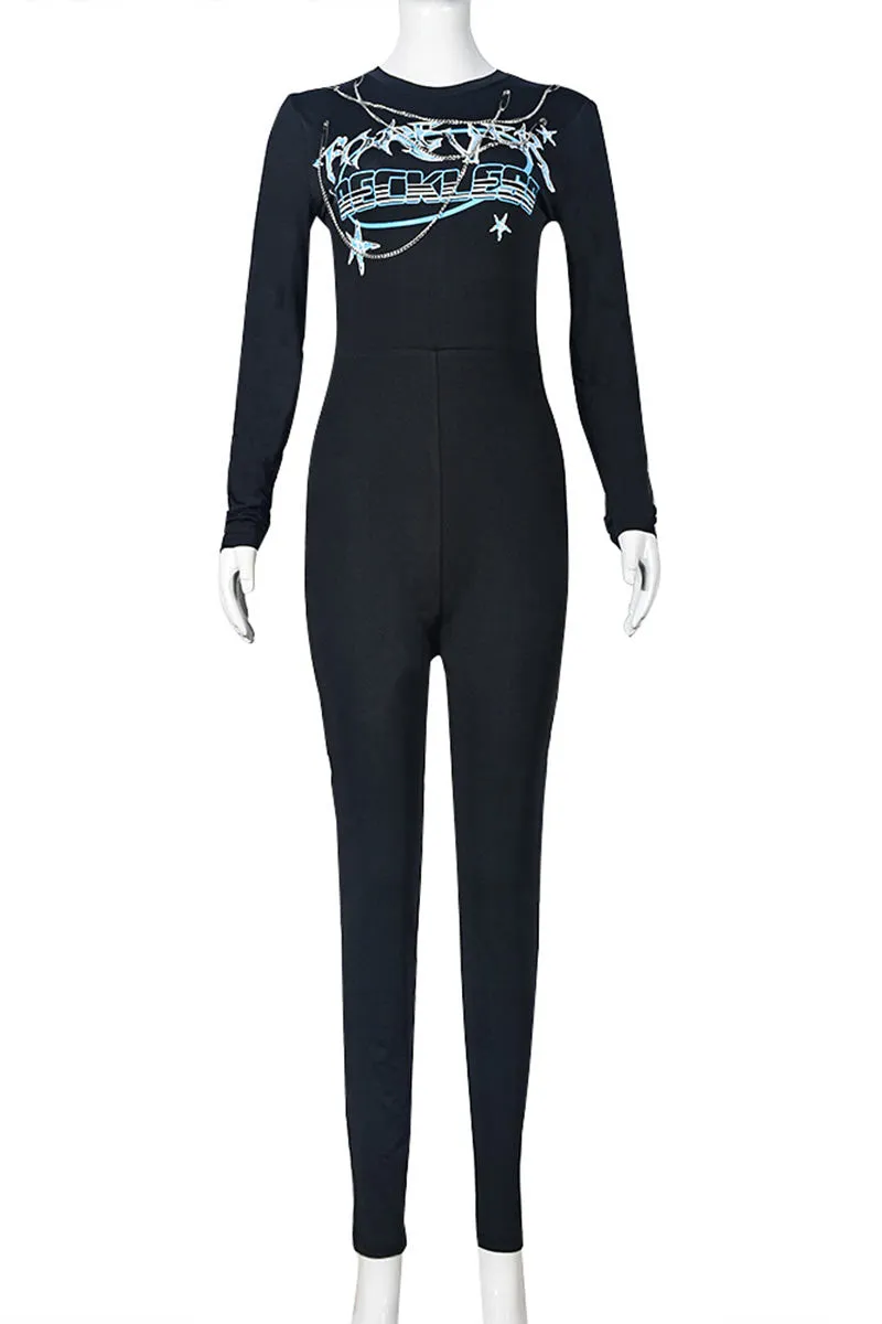 JG0112 Graphic Bodycon Jumpsuit