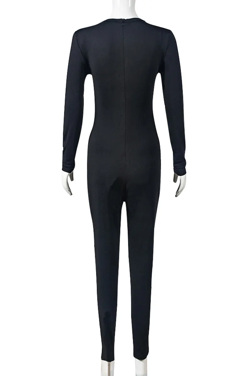 JG0112 Graphic Bodycon Jumpsuit