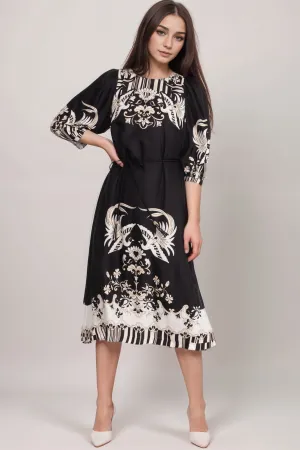 Johnny Was Jade Black Viviette Midi Dress L30624