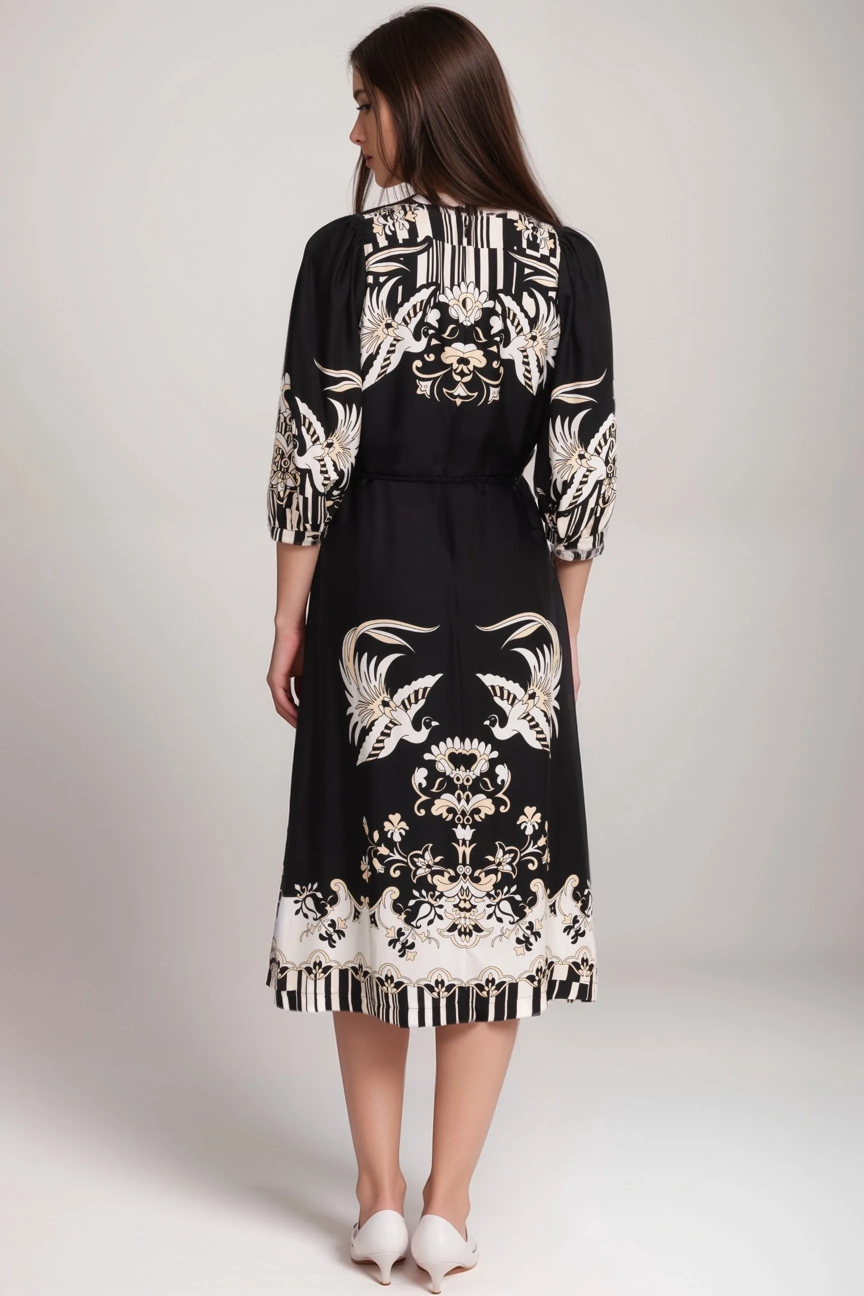 Johnny Was Jade Black Viviette Midi Dress L30624