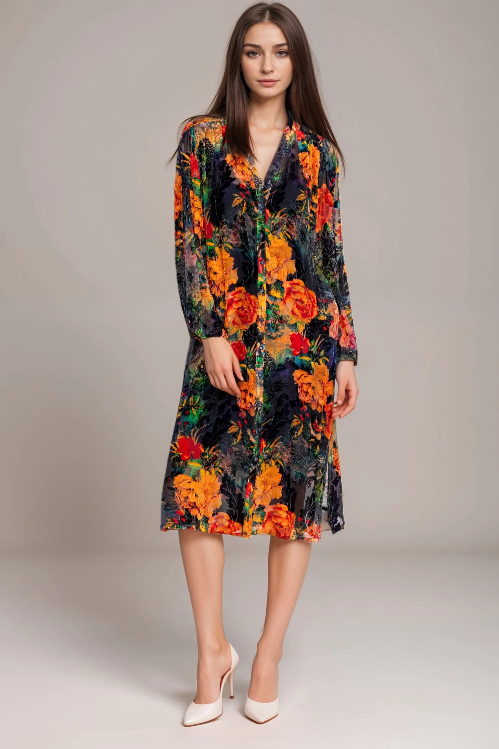 Johnny Was Renna Burnout Midi Dress C34624A8